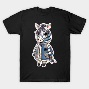 Cute zebra girl in a jacket T-Shirt